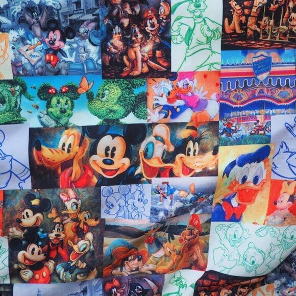 Disney Mickey Mouse & Friends Mosaic Tile Button Up Short Sleeve Shirt Men's M - Picture 5 of 5